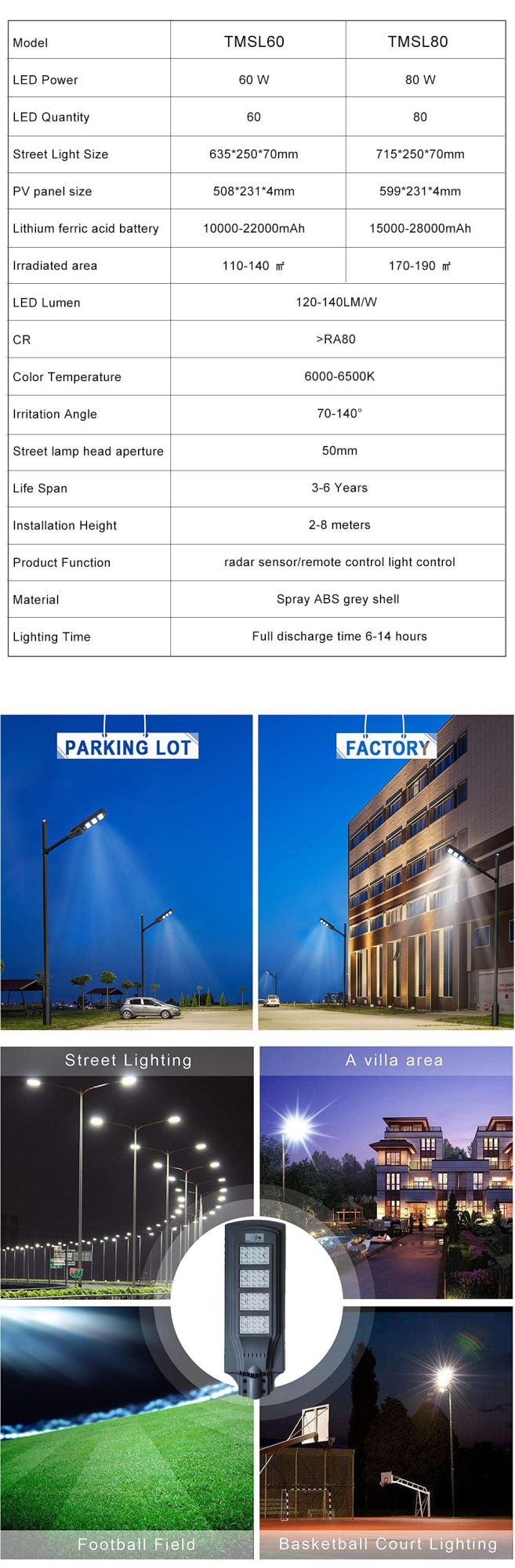 60W Solar LED Street Light Outdoor LED Solar Street Light