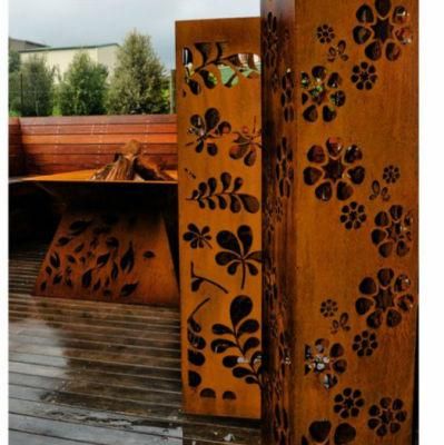 Rustic Rusty Metal Garden Columns Landscape Lighting Box Steel Bollards