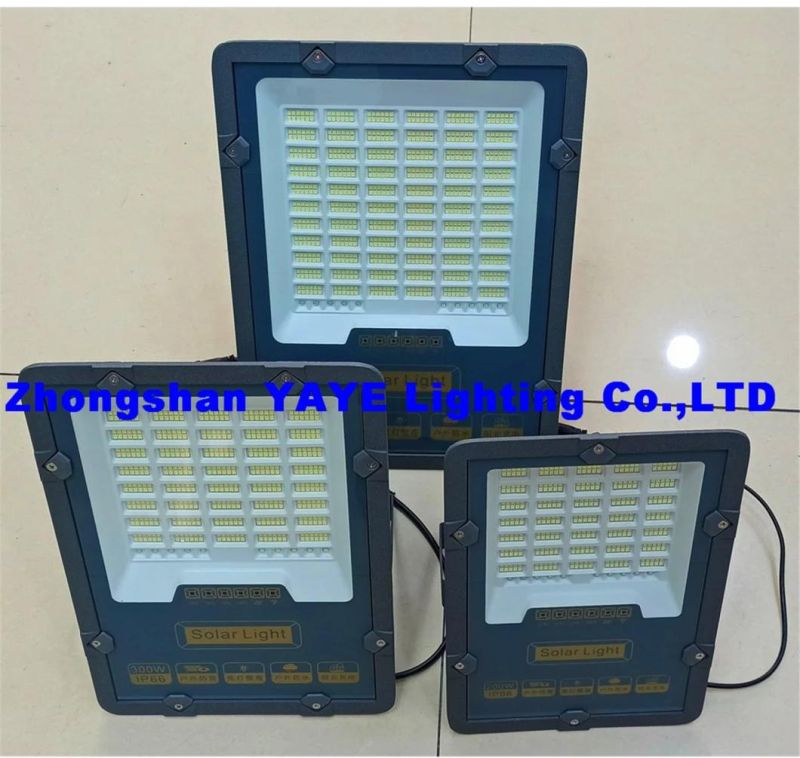 Yaye 18 Hot Sell 50W/100W/200W/300W/400W Solar LED Garden Flood Light with Control Modes: Time Control +Light Control +Flash Light +Remote Controller