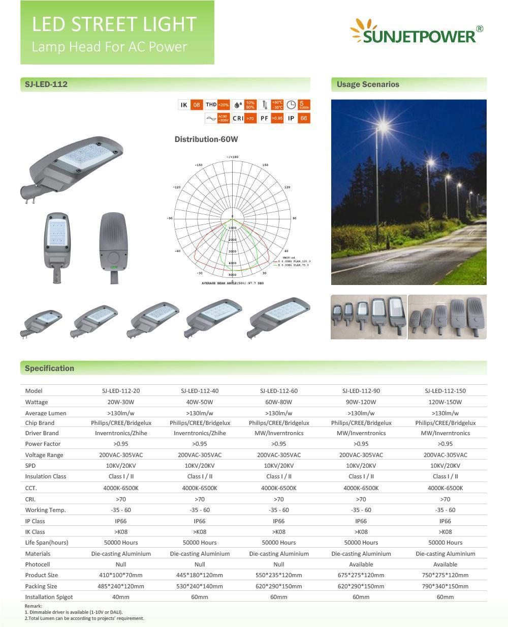 30W 40W 60W 90W 120W Integrated Solar Street Light