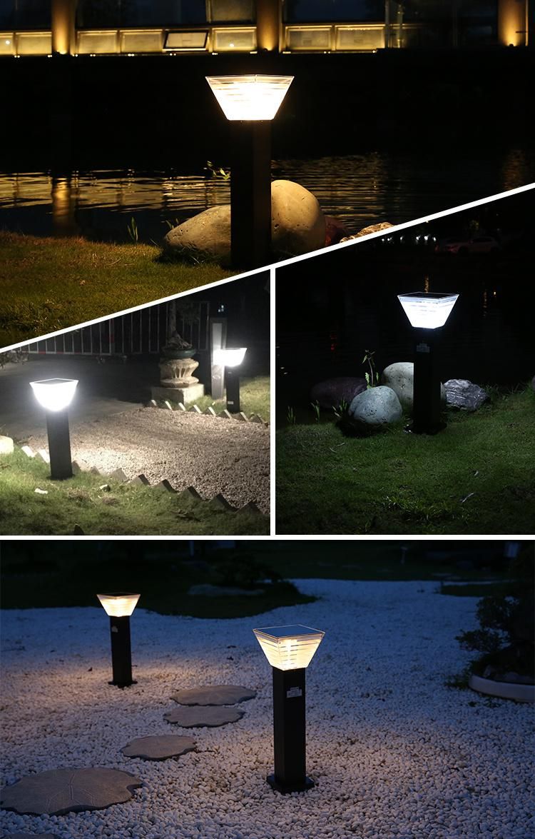 Bspro Smart Outdoor Pathway Lamp Aluminum Waterproof LED Pillar Lighting Lights Solar Powered Lawn Light