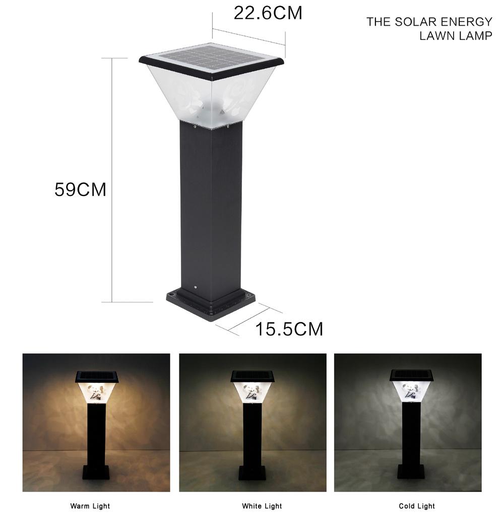 Aluminum+PC Cover Black Sand 3W Solar LED Light Garden