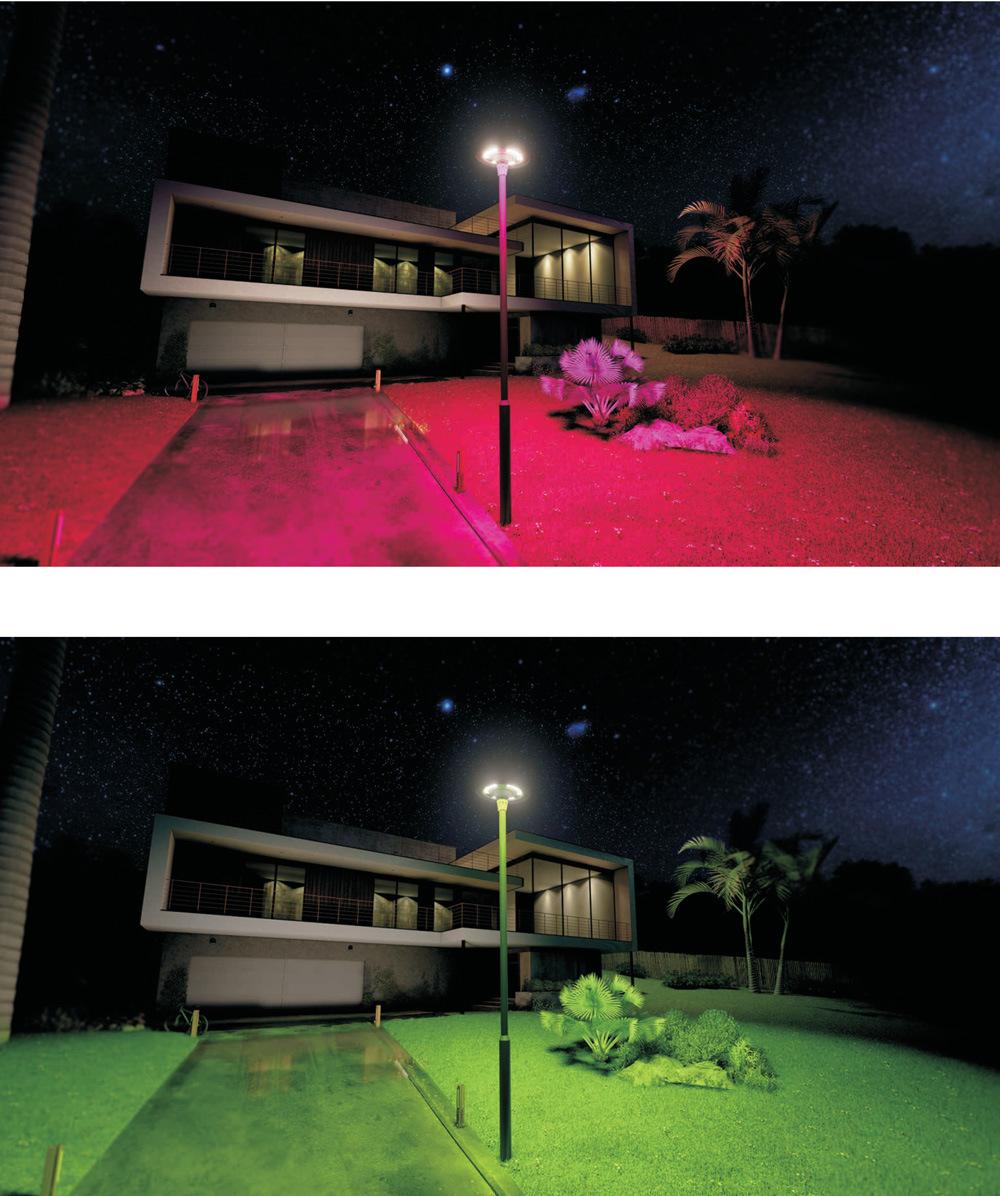 New Design UFO Solar Garden Light for Courtyard Lawn Street with Pole RGB Colorful Warm White Brightness