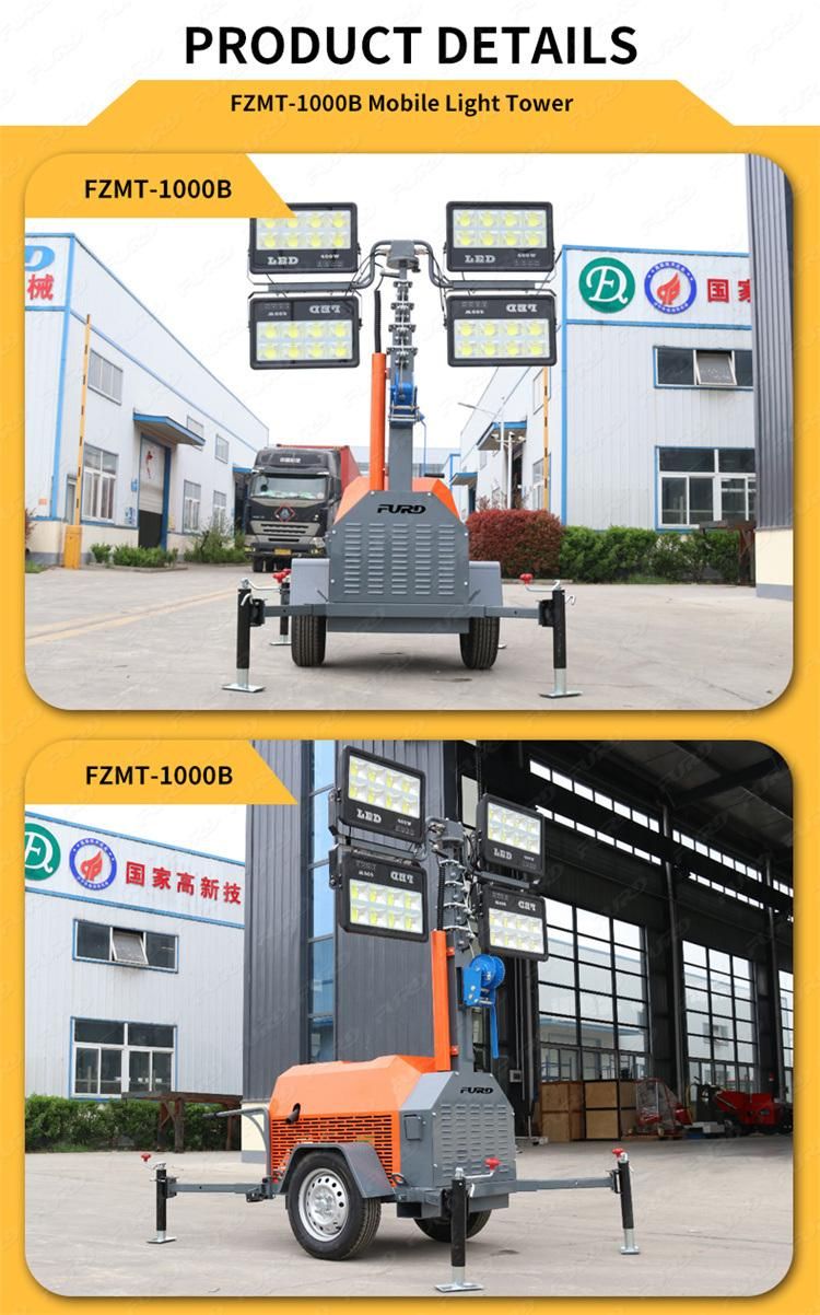 LED Tower LED Light Tower Mobile Lighting Tower Generator Fzmtc-1000b