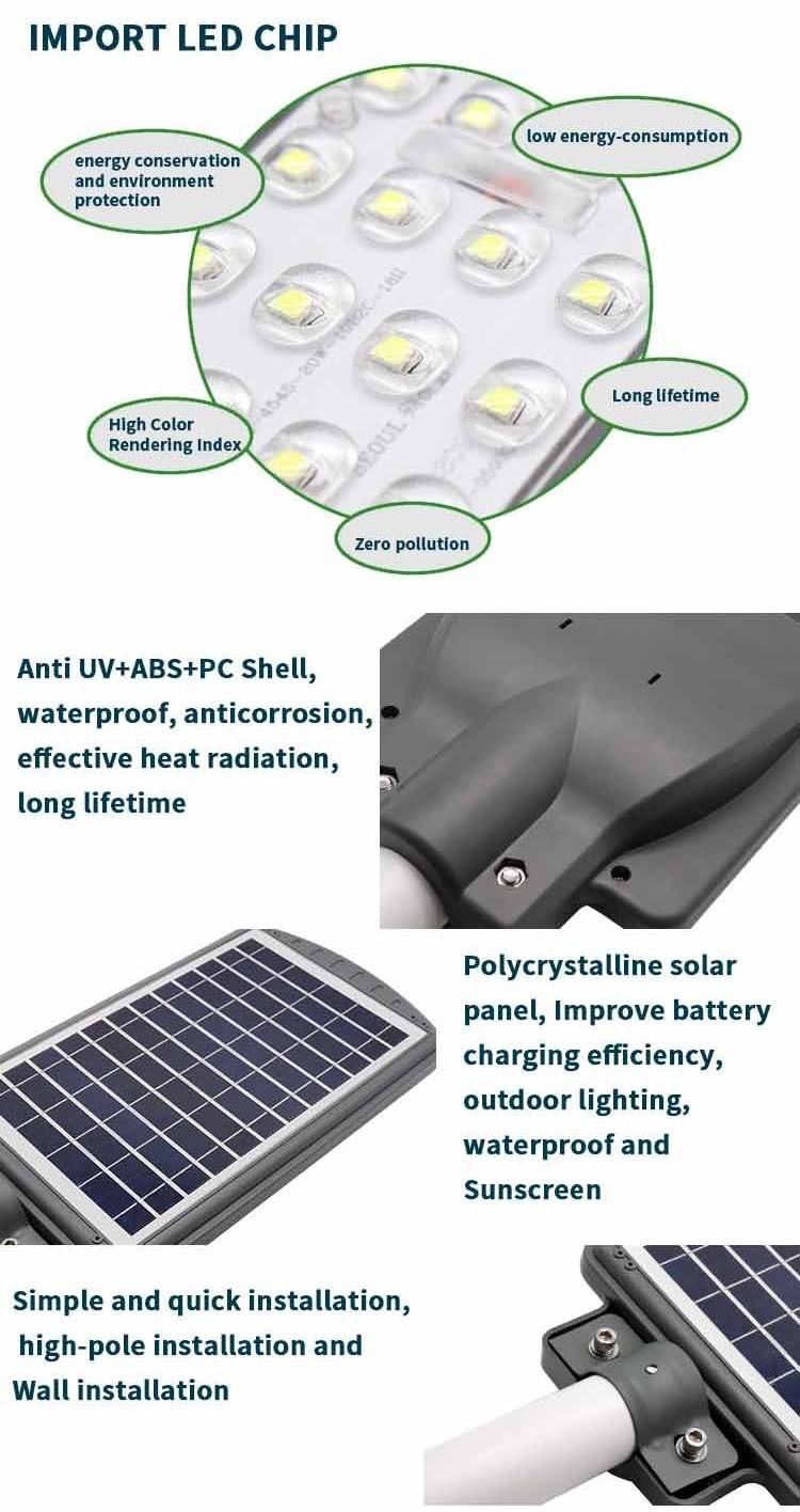 IP65 20W 40W 60W Sensor Integrated Solar Street Light