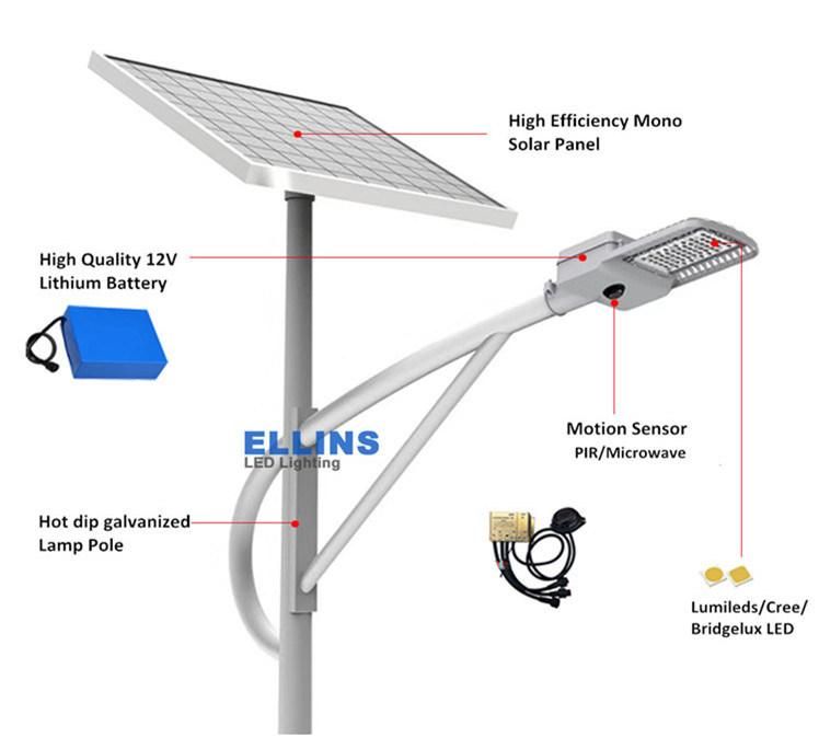 High Quality Project DC12/24V 30W 40W 60W 80W 100W 120W LED All in Two Solar Street Light