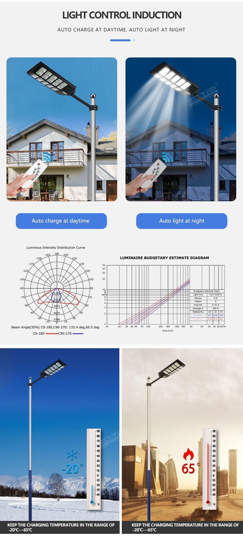 Alltop Long Life Energy Saving Outdoor All in One 300 400 500 Watt Solar Power LED Street Lighting