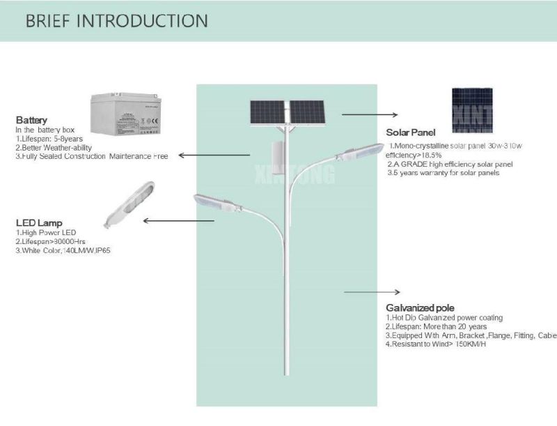 Lithium Battery Poly Crystalline Silicon Road Solar LED Street Light