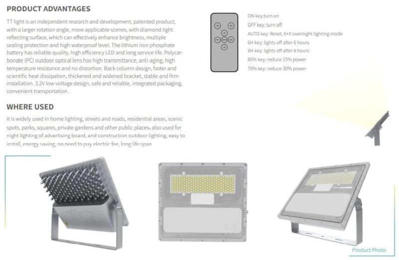 Outdoor 50W-120W Integrated All in One LED Solar Street Flood Light 80W Tt2.0