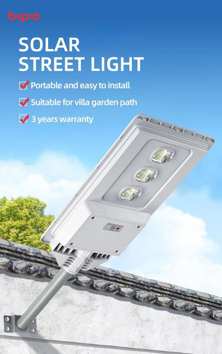 Bspro LED Solar Street Light Outdoor High Lumen All in One Integrated Auto-Cleaning LED Solar Street Light