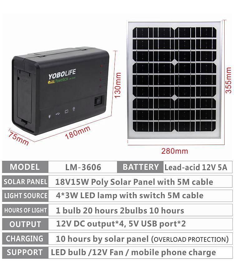 Solar Camping Light with 12V DC Fan