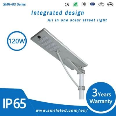 IP65 Waterproof Ootdoor Integrated Solar Lamp 120W All in One LED Solar Street Light