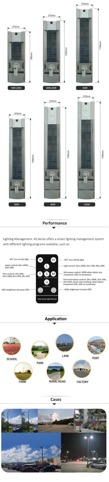 40W/60W/80W 2021 New Design Outdoor LED Solar Garden Street Light on Wall or Pole Installation