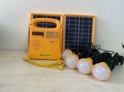 10W Home Use off Grid Solar Lighting System Power Kit with FM Radio/Torch Light/Reading Light/4 PCS LED Bulbs/USB