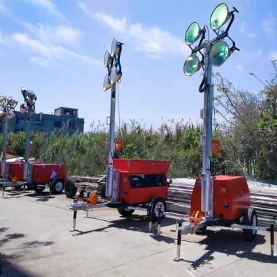 Manual Mast Portable Mobile Tower Light with Trailer