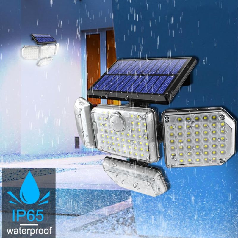 Solar Lights Outdoor 182/112 LED Wall Lamp with Adjustable Heads Security LED Flood Light IP65 Waterproof with 3 Working Modes