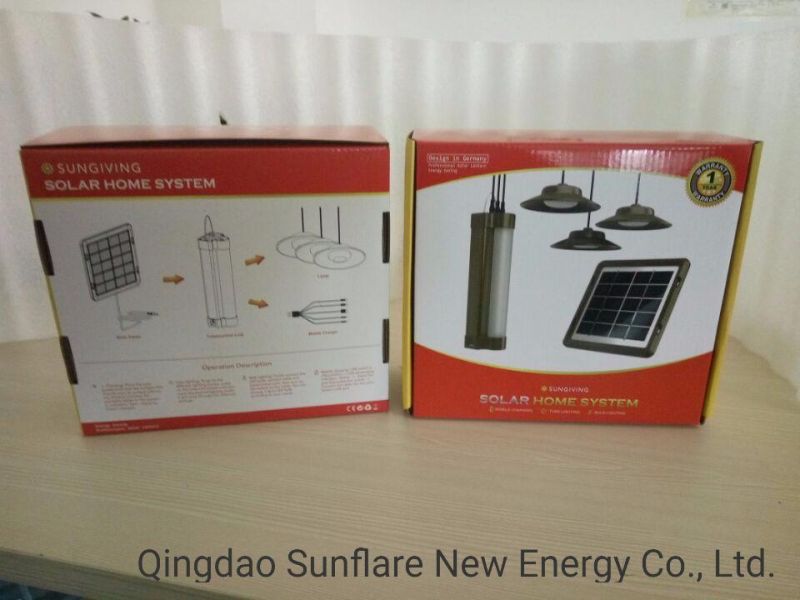4PC LED Bulbs/USB Solar Kit Lighting Energy Power System for 4 Rooms