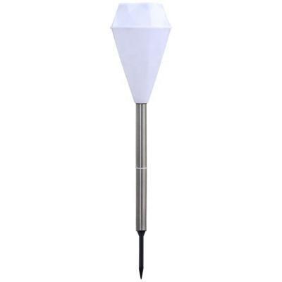 Solar Stake Lamp White Solar Powered Rechargeable LED Plastic Garden Lawn Light Solar Path Light
