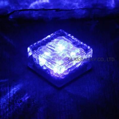 Outdoor Decoration IP65 Waterproof Clear Glass Solar Ice Brick Deck Lights Ground Buried Lamp for Garden Pathway