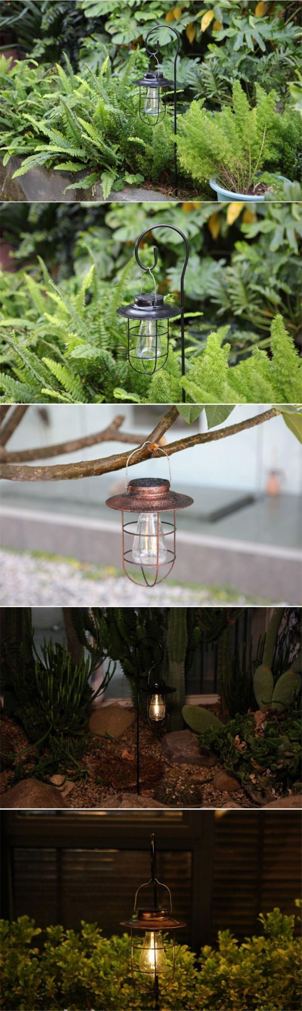 Wrought Iron Solar Courtyard Corridor Tungsten Fiber Camping Light