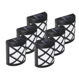 Solar Fence Lights, 6 LEDs Per Light, Waterproof Solar Wall Lights for Outdoor Deck, Patio, Stair, Yard, Path and Driveway