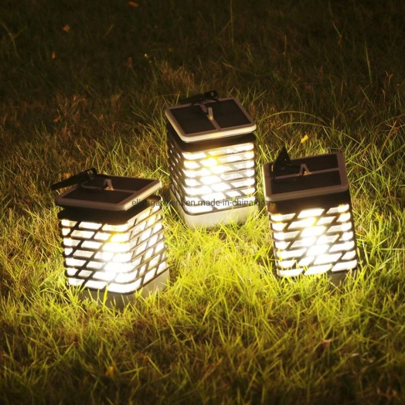 2021hanging Hook Wireless Solar Garden Flickering Torches Flames Candle Light Lantern Outdoor for Table Pach Decoration