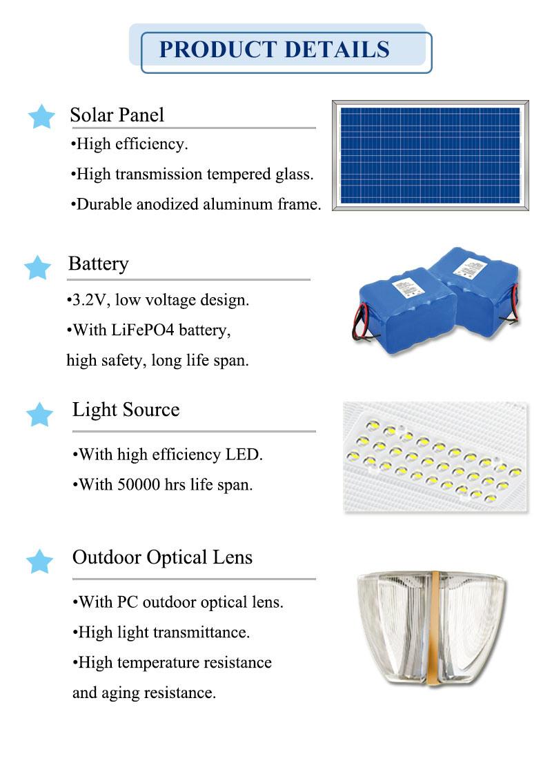 Best Sale 50W LED Solar Street Light with Life Po4 Battery