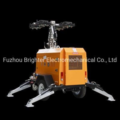 LED Light Kubota Engine Mobile Lighting Tower for Rescue Team and High Efficiency