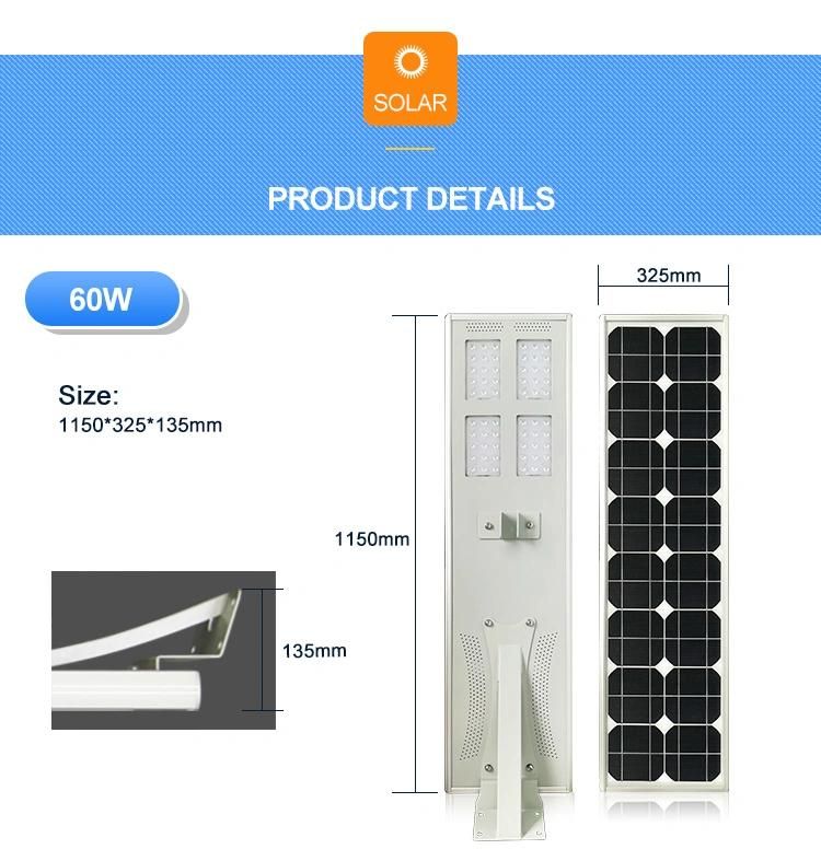 Time Control Light Control 60W LED Chips Solar Street Light
