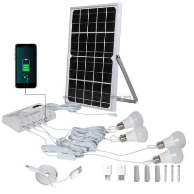 Portable Solar Energy Home Power Solar System for Home Lighting and Phone Charging 12W Solar Panel 4 LED Bulbs 2021