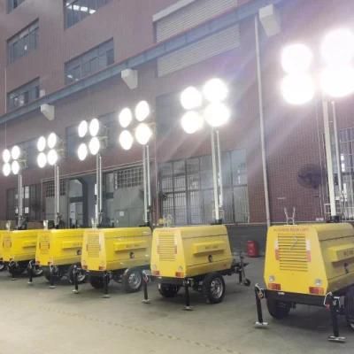 4*1000W Telescopic Mast Diesel Generator Mobile Light Tower for Construction