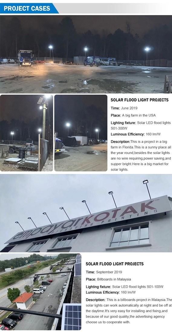 200W Hight Bright Top Quality Commercial IP65 Waterproof Solar Power Street Flood Lights, Aluminum Enery Saving Park Flood Lights, 25W 40W 60W 100W 200W Lamps