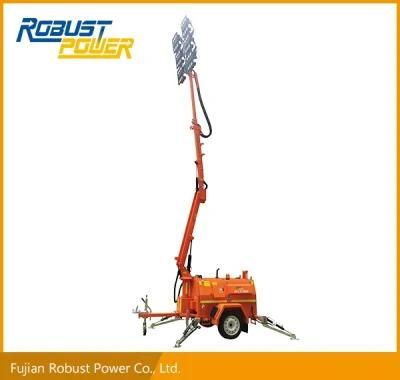 Kubota Heavy-Duty Trailer Folded Hydraulic Mast DC LED Light Tower