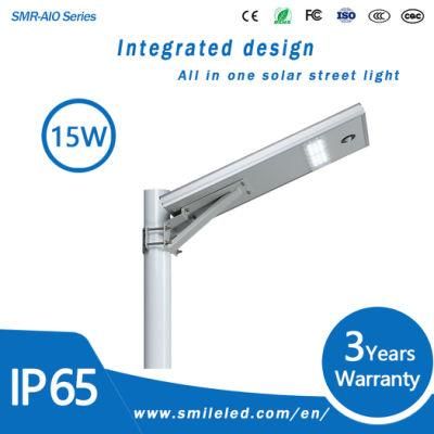 Factory High Power Waterproof IP65 Outdoor Integrated 15W All in One Solar Street Light Module