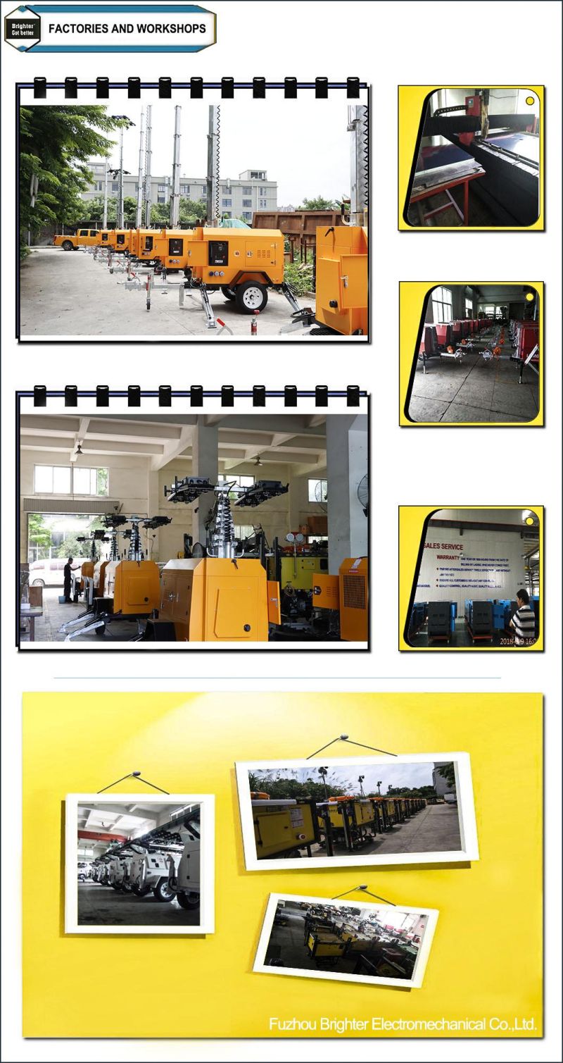 LED Light Kubota Engine Mobile Lighting Tower for Rescue Team and High Efficiency