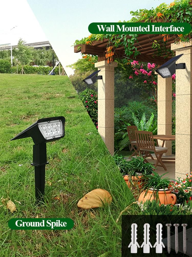 Garden Lawn Spotlight and Outdoor Solar Landscape Spotlight, Solar Spot Lights with Waterproof LED and Solar Panel Integrated, Solar Powered Garden Light
