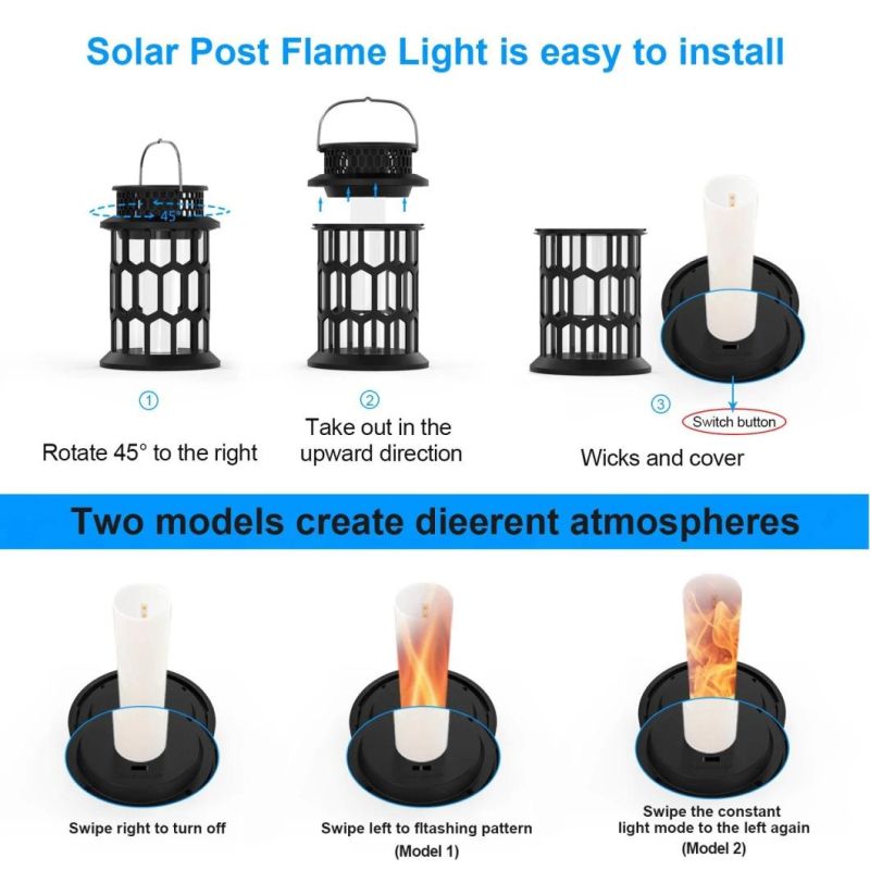 2022 Hot Selling Solar Candle Lantern Outdoor Waterproof Flame Hanging Decorative Garden Light