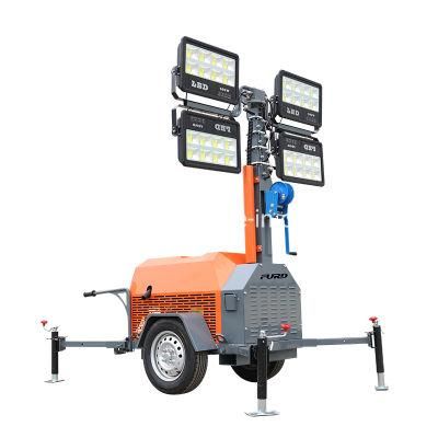 7m Big Trailer Light Tower Mobile Light Tower 4X400W LED Lamps Fzmtc-1000b