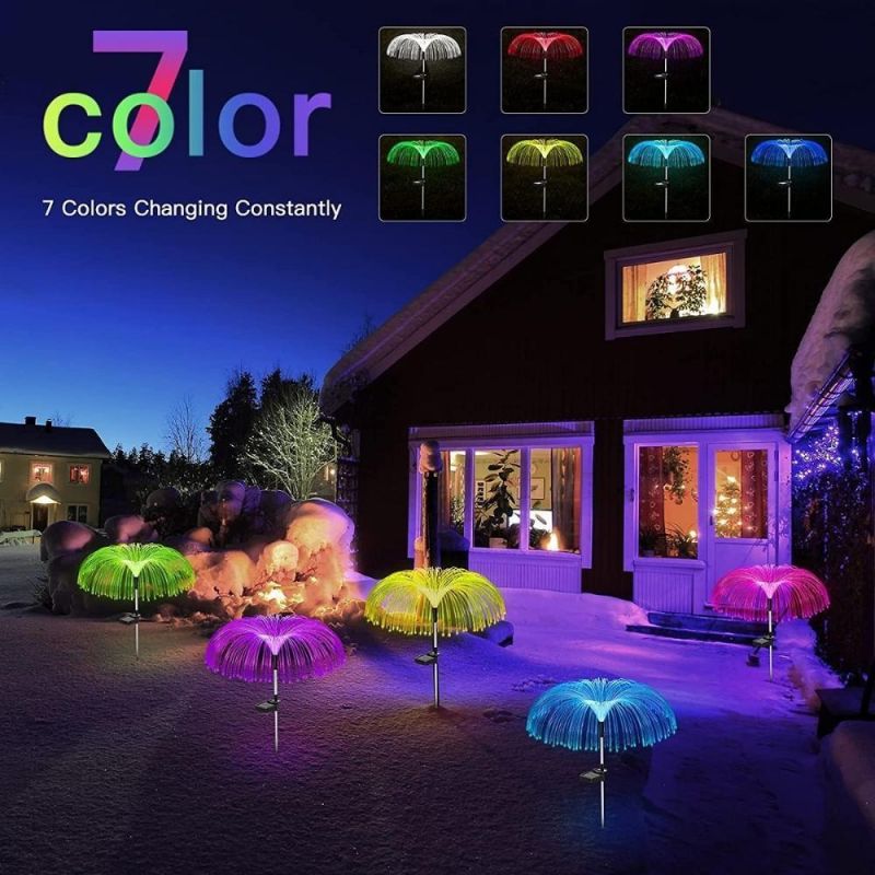 Jellyfish Lamp Color Changing Solar LED Outdoor Jellyfish Fiber Optic Garden Floor Lawn Pathway Street Lighting Dé Cor Wyz20504