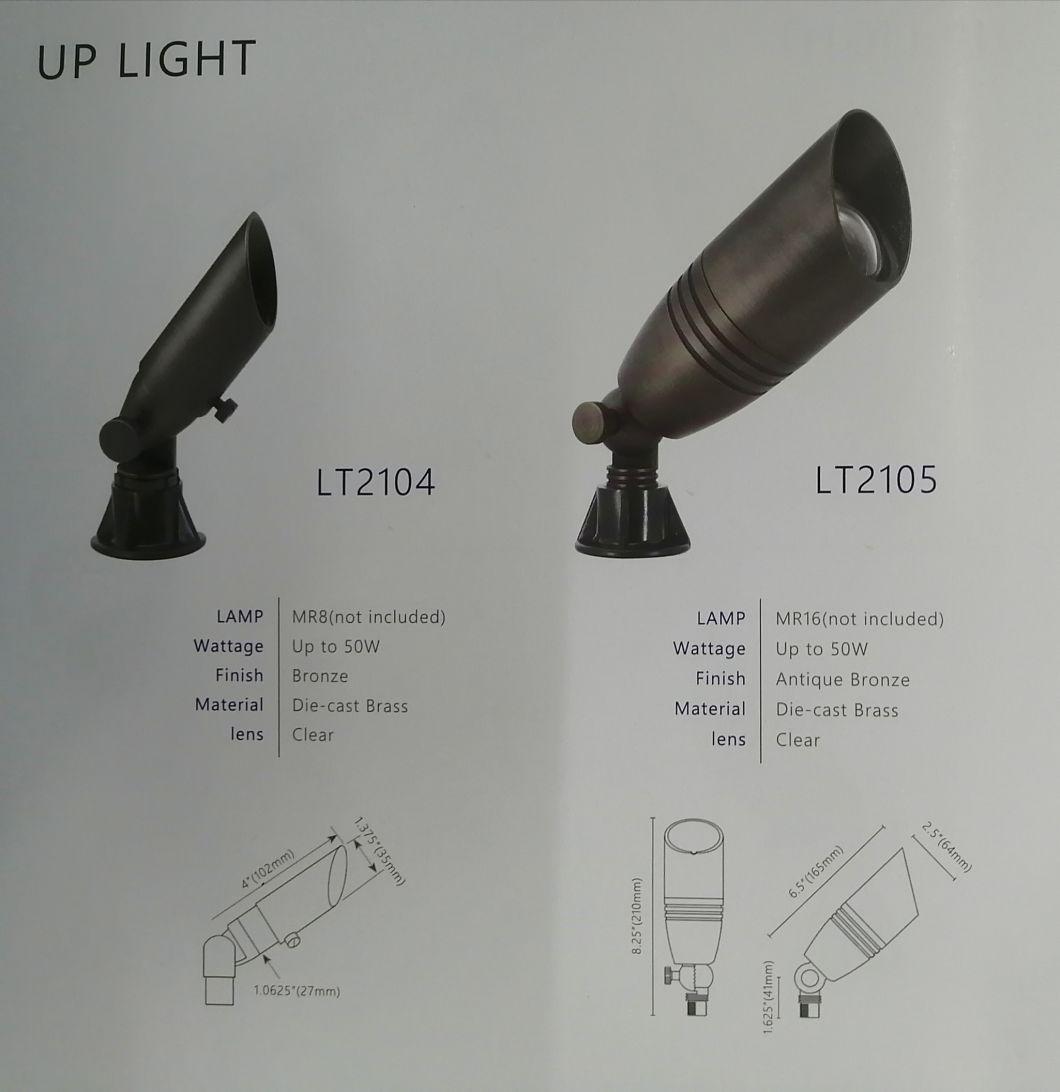 Lt2105 Solid Cast Brass Bullet Spotlight 1-Light LED MR16 Bulb 12V 50-W Maximum Bright Residential Light Bronze