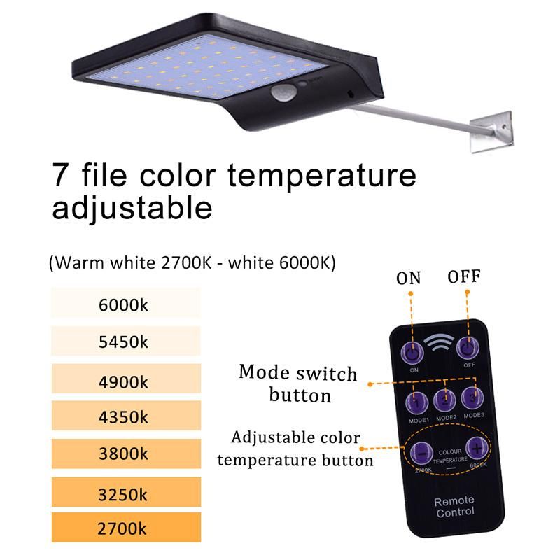 Color Adjustable 48 LEDs Solar Light with Controller