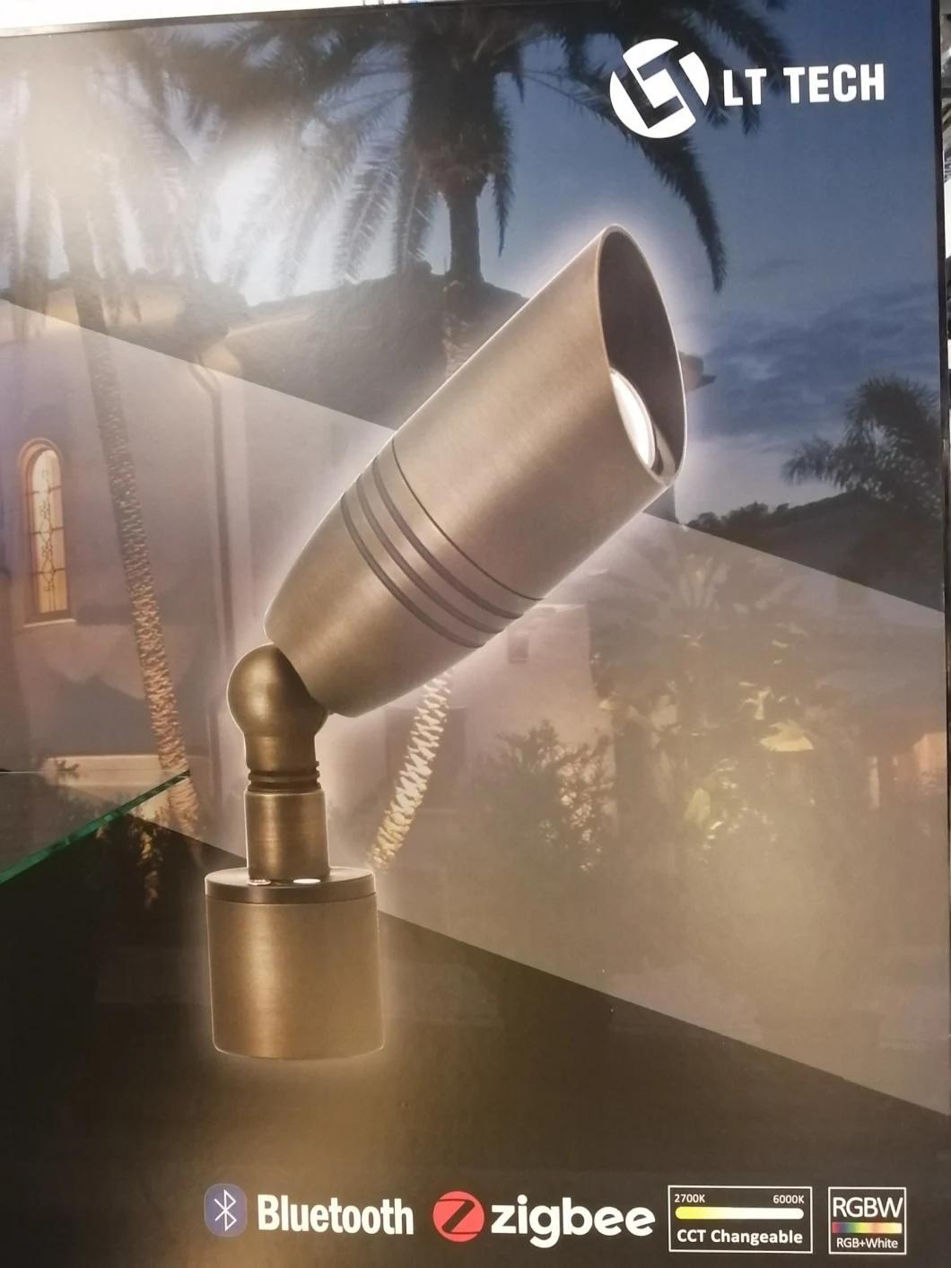 Solid Brass RGB Available Outdoor Accent Light Fixtures Bluetooth WiFi Zigbee Lighting for Landscape Project Installation