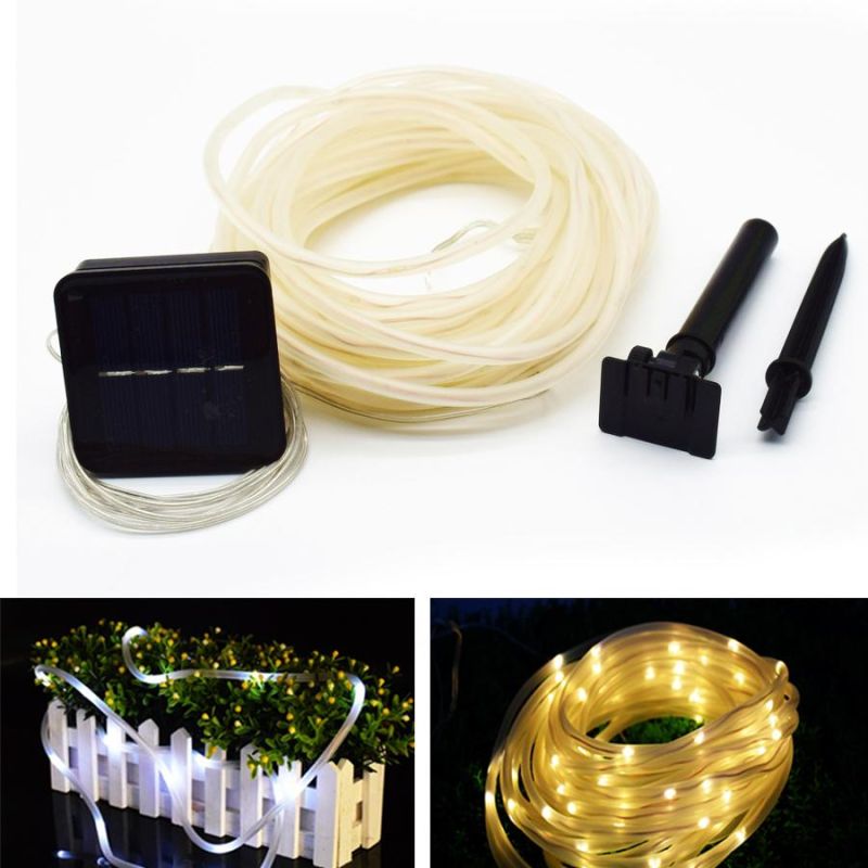 10m 100LED Outdoor Waterproof Solar Power Tube String Light for Holiday Landscape
