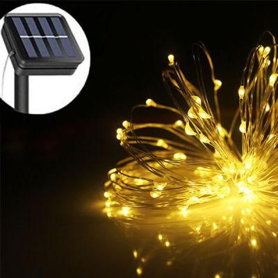 Warm White Waterproof Solar Christmas Lights Outdoor LED String Micro Copper Wire Fairy Lights for Garden Outdoor Tree Home Decoration