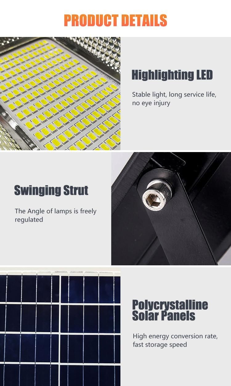 IP66 Waterproof 40W Die-Casting Aluminum Solar Flood Lights with Remote Control