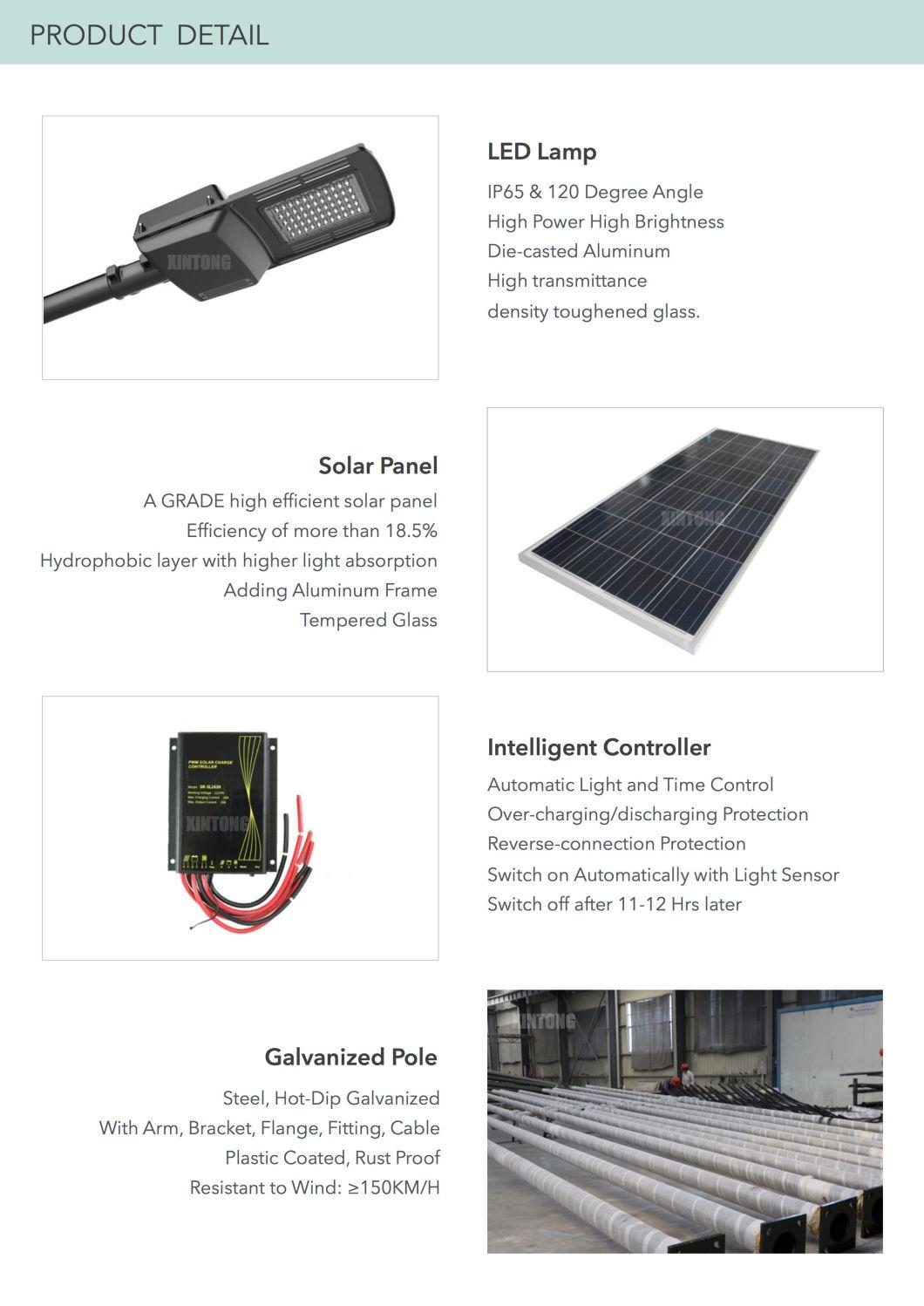 30W Energy Saving Plastic-Coated Gel Battery Solar Street Light