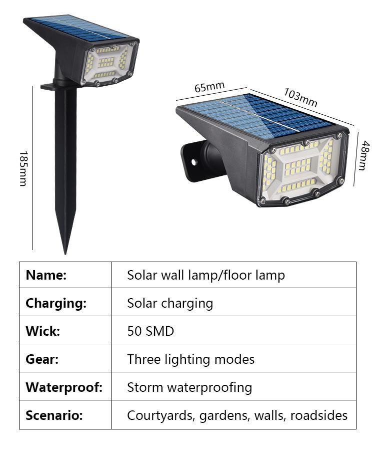 LED Solar Spotlight Outdoor Waterproof Garden Wall Light Lawn Light