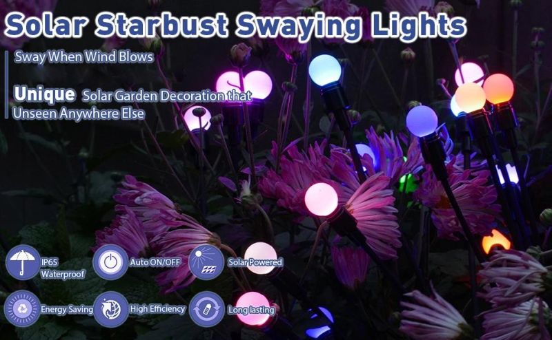 Garden Decoration Firefly Swaying Light LED Solar Stake Lights Christmas Decorative