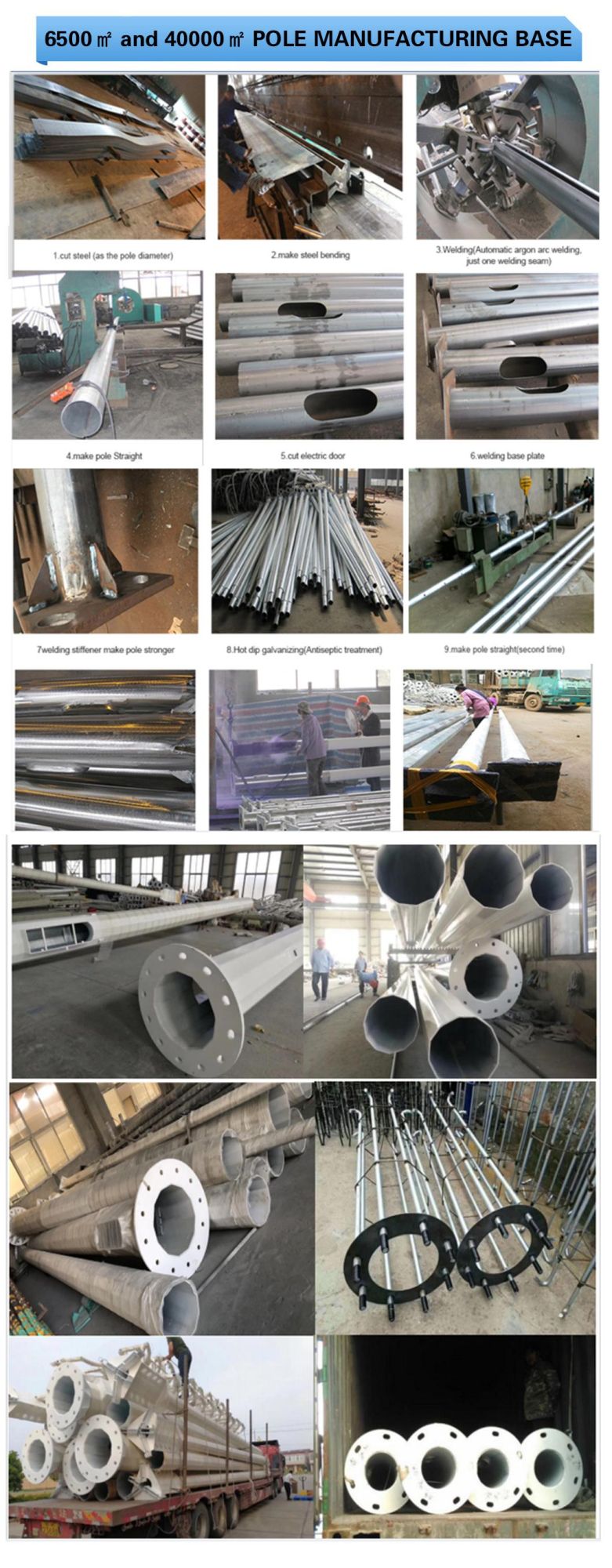 12m to 15m Hot-DIP Galvanized Pole High Mast Q235 Steel Street Pole 1000W Light