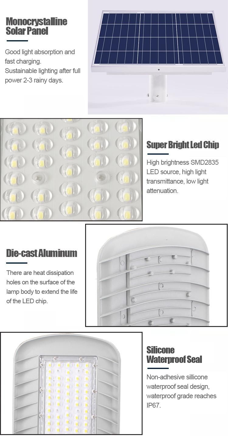 Lithium Battery High Brightness Waterproof Outdoor Solar Power Garden LED Street Light